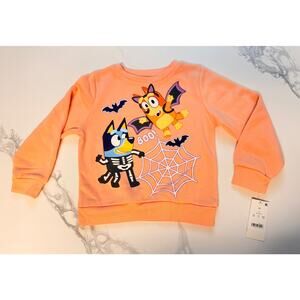 Bluey Halloween Sweatshirt Toddler 5T Orange Boo Bat Costume NWT